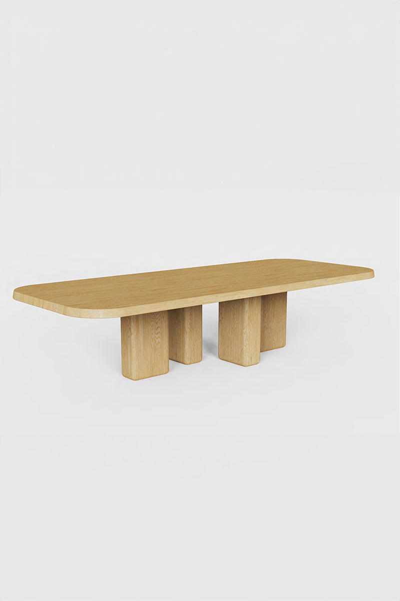 Custom Oak Dining Table 3D Rendering