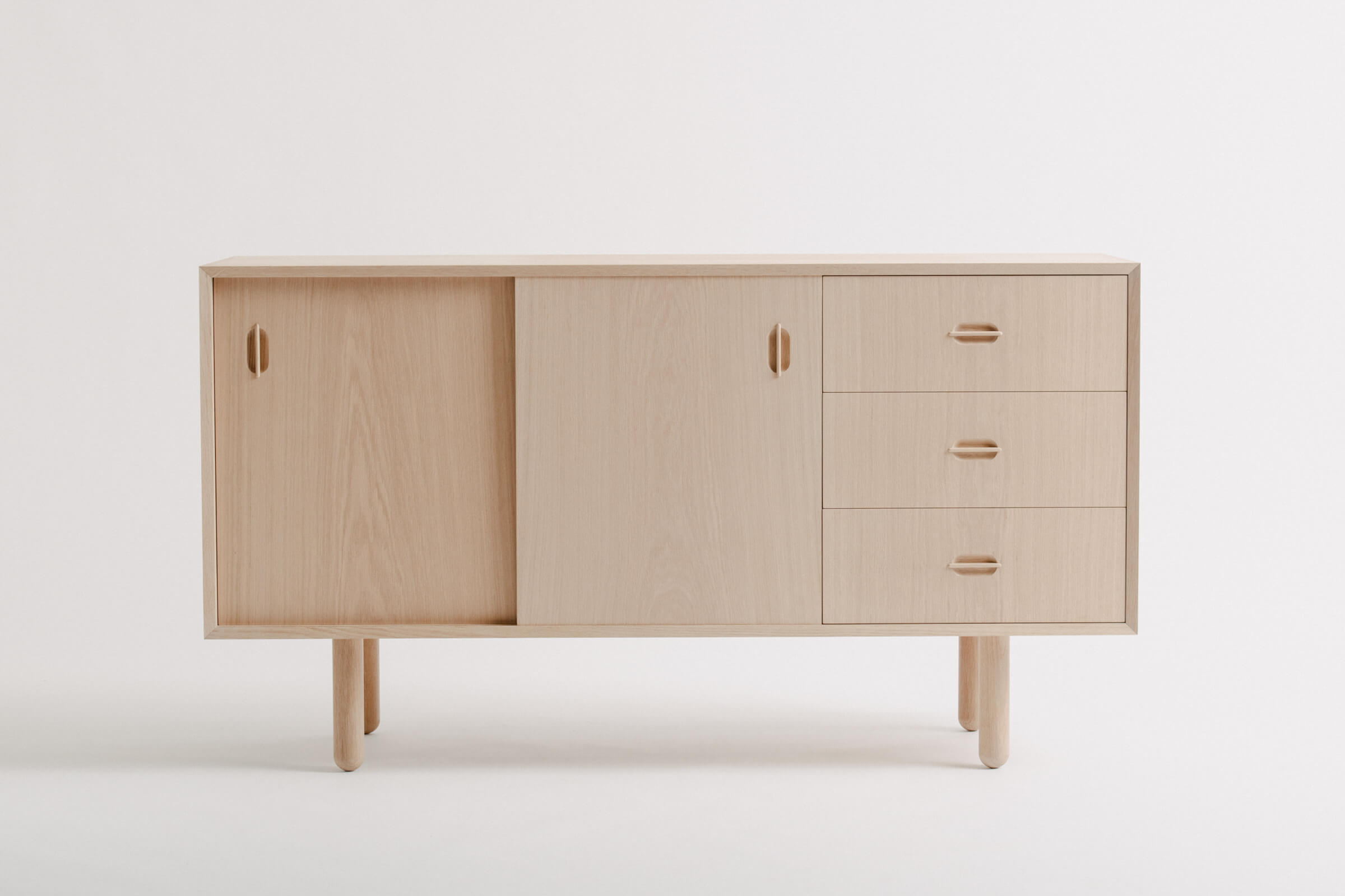 Custom white oak credenza with finger joints