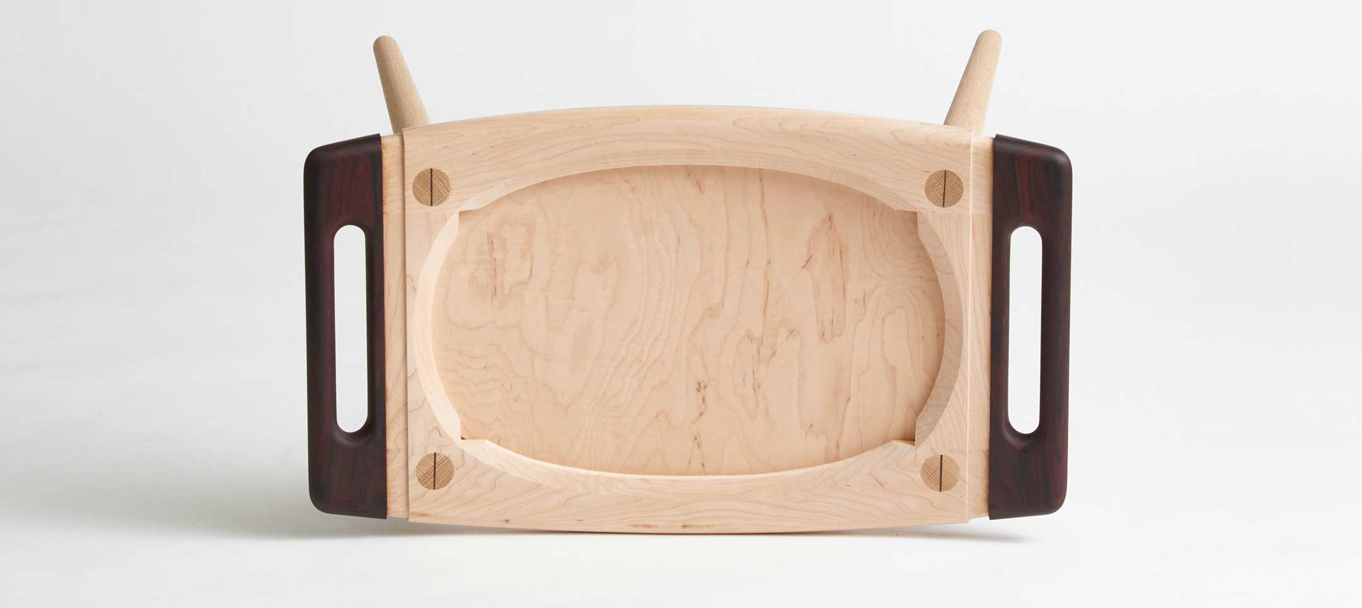 Custom woodworking papa bear chair ottoman in cocobolo and white oak