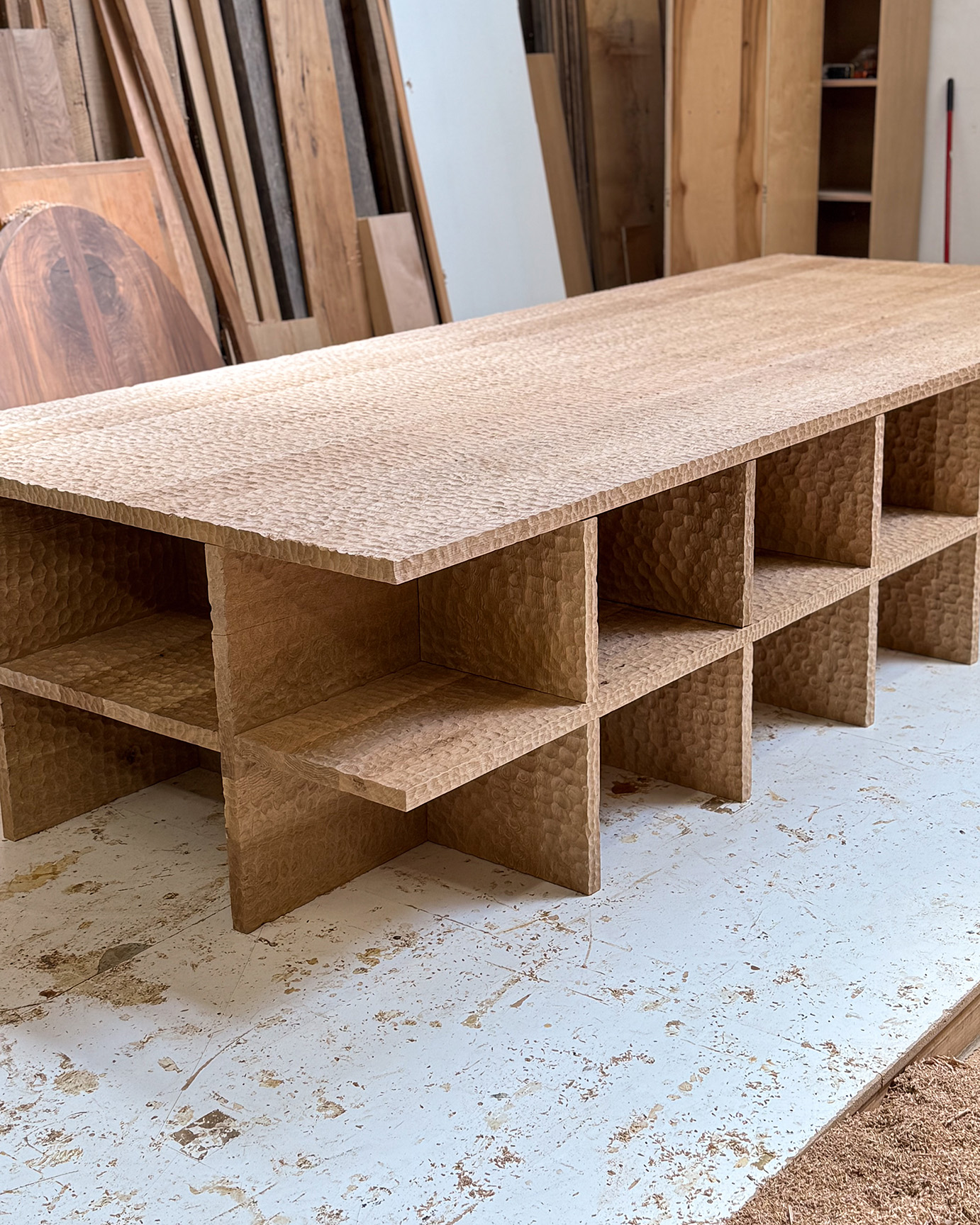 gouged-white-oak-display-table-stussy